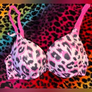 Victoria's Secret Pink and Black Animal Print Bra
